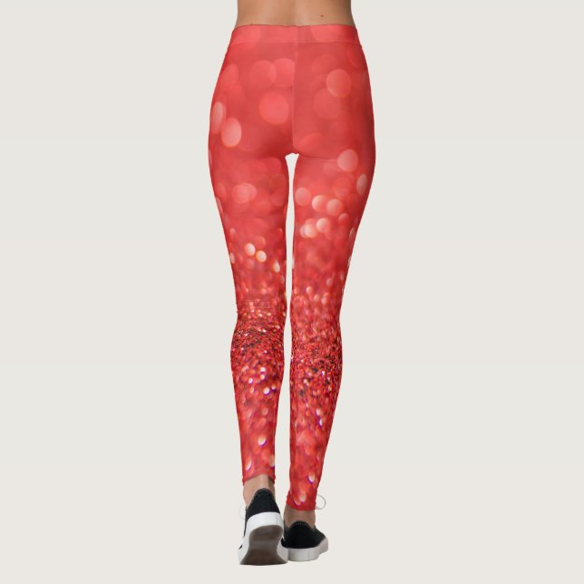 Moderner roter und weißer Glitzer Leggings (Rückseite)