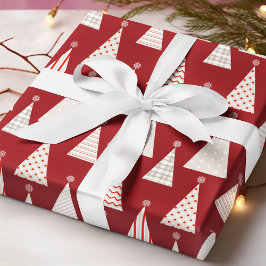 Moderner Rotweihnachtsbaum Stilvoller Feiertag Geschenkpapier