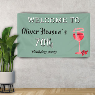 Moderner Rotwein-Glas 70. Geburtstagsparty-Banner Banner