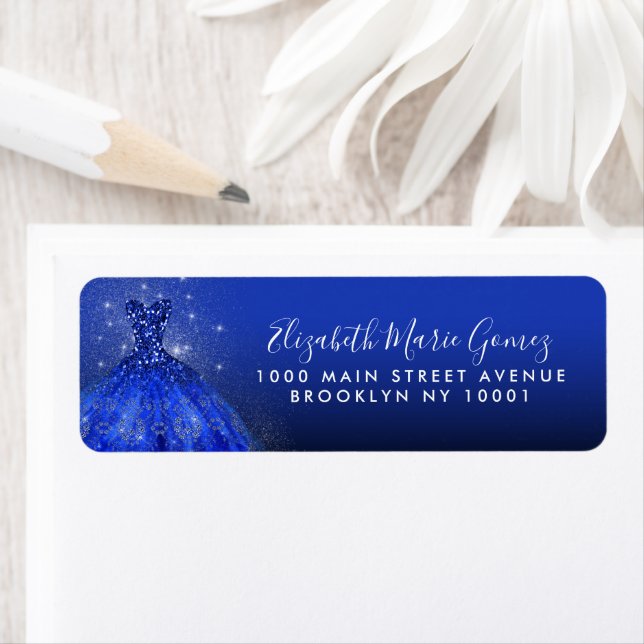 Moderner Royal Blue Silver Glitzer Gown Quinceaner (Insitu)