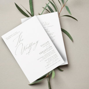 Moderner RSVP QR Code für weiße Hochzeitssage Einladung