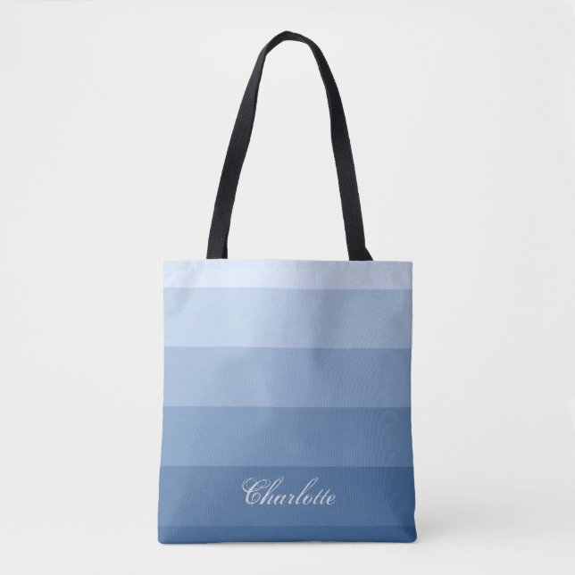 Moderner, ruhiger Gradient Blue Stripes Individuel Tasche (Vorderseite)