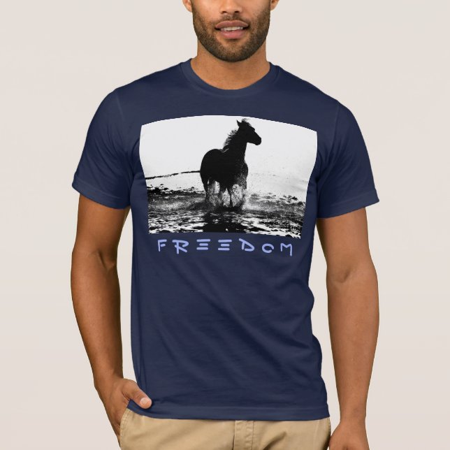 Moderner Running Horse Pop Art Navy Blue Men's T-Shirt (Vorderseite)