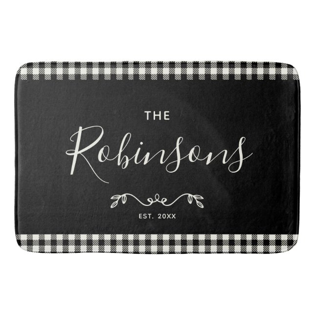 Moderner Rustikaler Buffalo Karo Karierte Familien Badematte (Vorderseite)