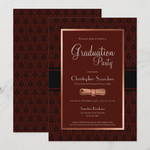 Moderner rustikaler Burgunder Kupfer-Abschluss P Einladung