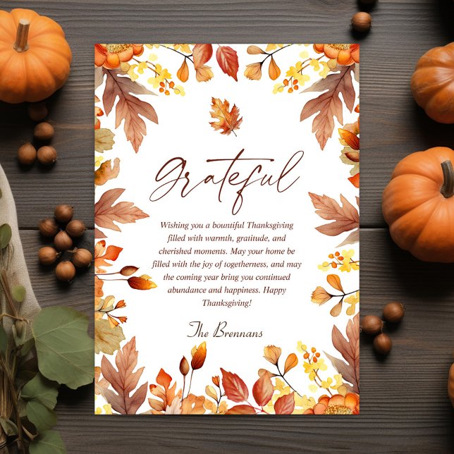 Moderner rustikaler Erntedank Herbst Dankbarkeit Feiertagskarte (Modern Rustic Thanksgiving Fall Autumn Grateful Holiday Card)