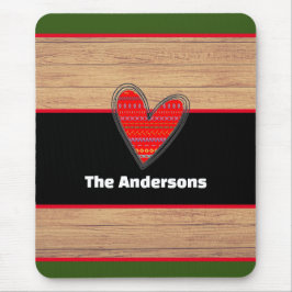 Moderner rustikaler Individuelle Name für Holzherz Mousepad