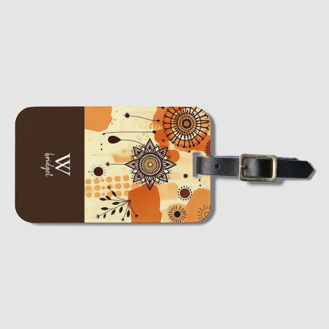 Moderner Rustikaler Mandala Herbst Erde Blumenbeet Gepäckanhänger (Vorderseite (Horizontal))