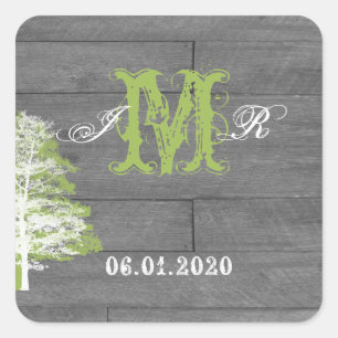 Moderner Rustikaler Monogram Sticker
