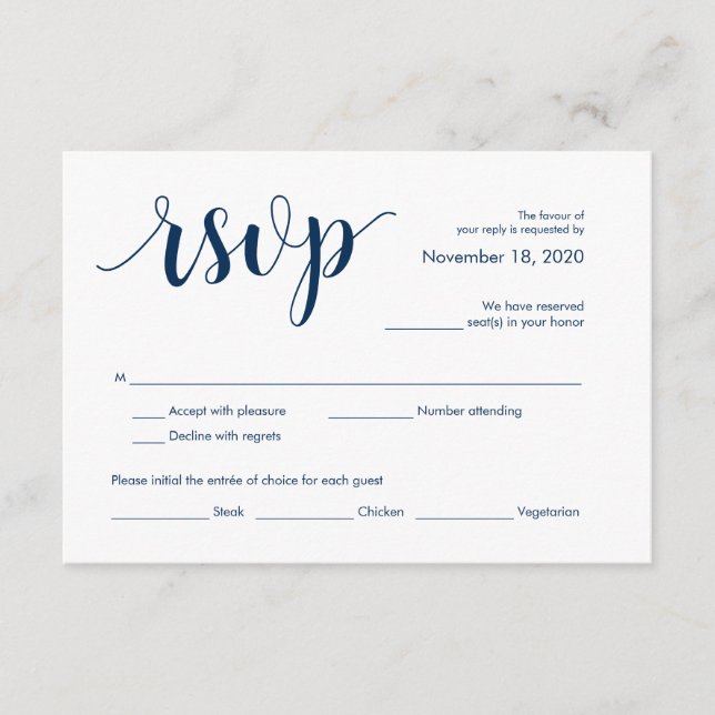 Moderner Rustikaler, Navy Blue Schriftart, UAWG En Begleitkarte (Vorderseite)