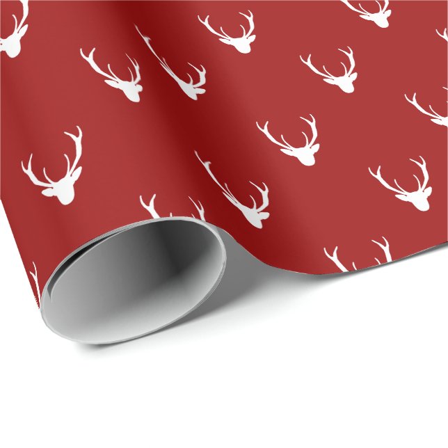 Moderner Rustikaler Rentier Antler Weihnachtsfeier Geschenkpapier (Rolleneckpunkt)