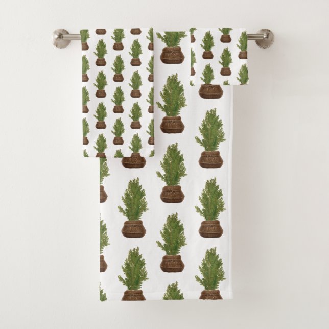 Moderner Rustikaler Weihnachtsbaum Badhandtuch Set (Insitu)