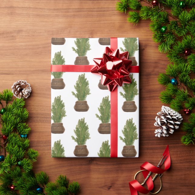 Moderner Rustikaler Weihnachtsbaum Geschenkpapier (Feiertagsgeschenk)