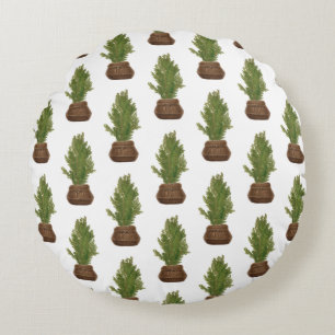 Moderner Rustikaler Weihnachtsbaum Rundes Kissen
