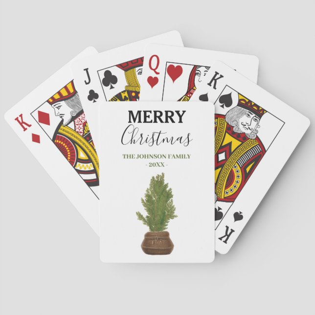 Moderner Rustikaler Weihnachtsbaum Spielkarten (Rückseite)