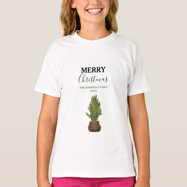 Moderner Rustikaler Weihnachtsbaum Urlaub T-Shirt (Vorderseite)