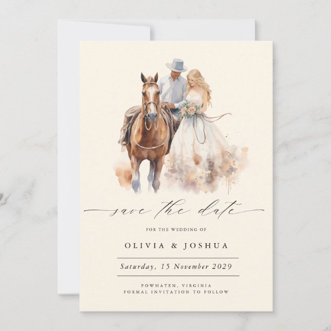 Moderner rustikaler Western Save the Date (Vorderseite)