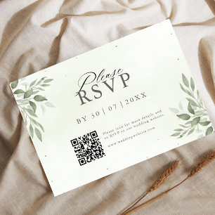 Moderner Sage Greenery QR Code Save-the-Date-Karte Save The Date