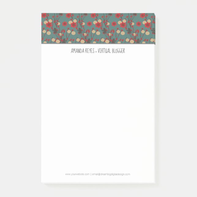 Moderner Sakura Kirschbaum und Affenasien Post-it Klebezettel (Vorderseite)