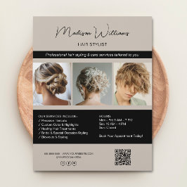Moderner Salon Hair Stylist Services QR Flyer