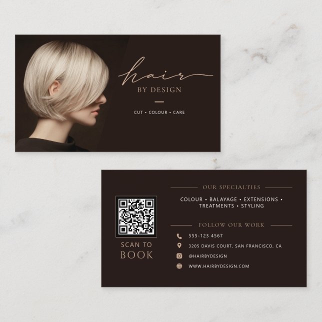 Moderner Salon QR-Code Friseur  Visitenkarte (Vorne/Hinten)