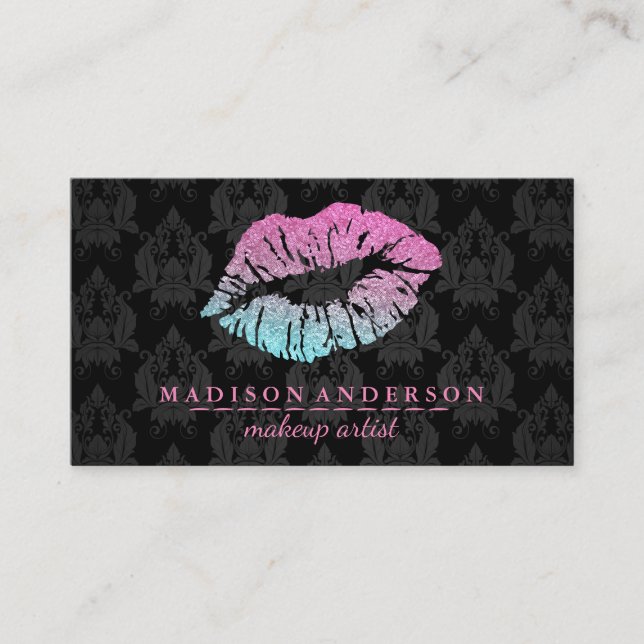 Moderner Salon Rosa Lippen Makeup Artist Visitenkarte (Vorderseite)