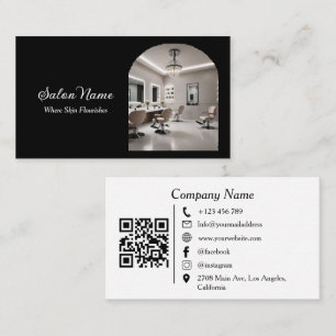 Moderner Salon-Spa-QR-Code Schwarz Weiß Visitenkarte