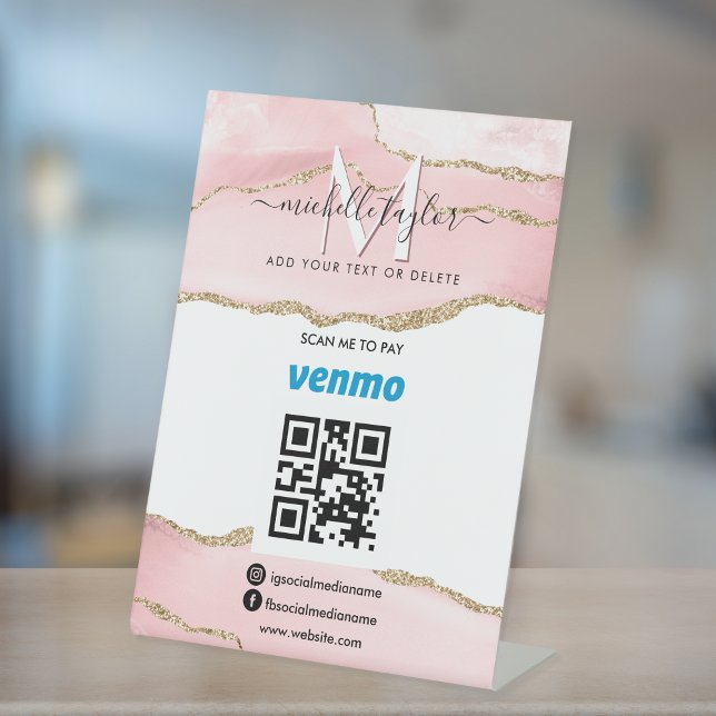 Moderner Scan zur Bezahlung von Venmo QR-Code Mono Sockelschild (Von Creator hochgeladen)