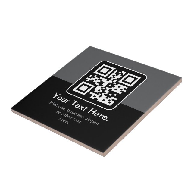 Moderner scannbarer QR-Code | Schwarz Grau & Weiß Fliese (Seite)