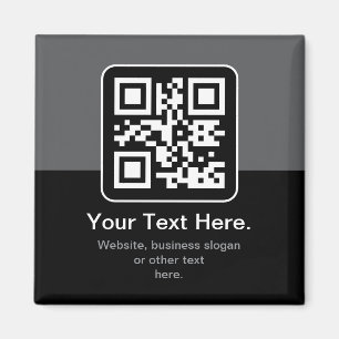 Moderner scannbarer QR-Code   Schwarz Grau & Weiß Magnet