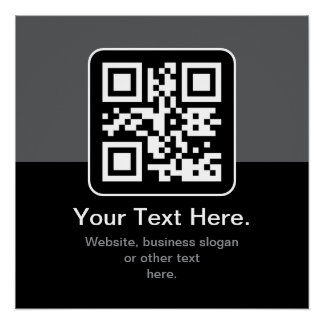 Moderner scannbarer QR-Code | Schwarz Grau & Weiß Poster