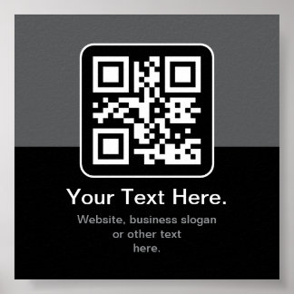 Moderner scannbarer QR-Code | Schwarz Grau & Weiß Poster