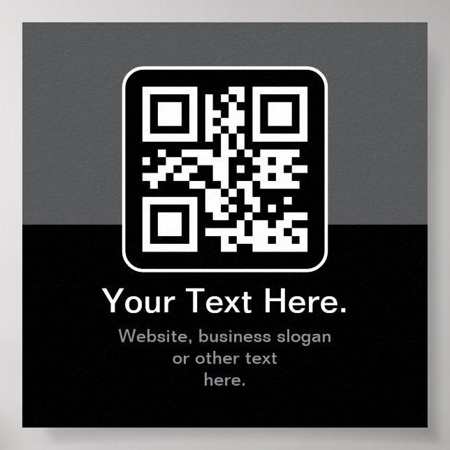 Moderner scannbarer QR-Code | Schwarz Grau & Weiß Poster (Vorne)