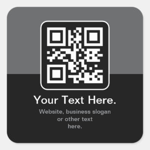 Moderner scannbarer QR-Code Schwarz Grau & Weiß Quadratischer Aufkleber