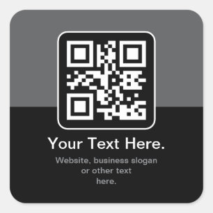 Moderner scannbarer QR-Code Schwarz Grau & Weiß Quadratischer Aufkleber