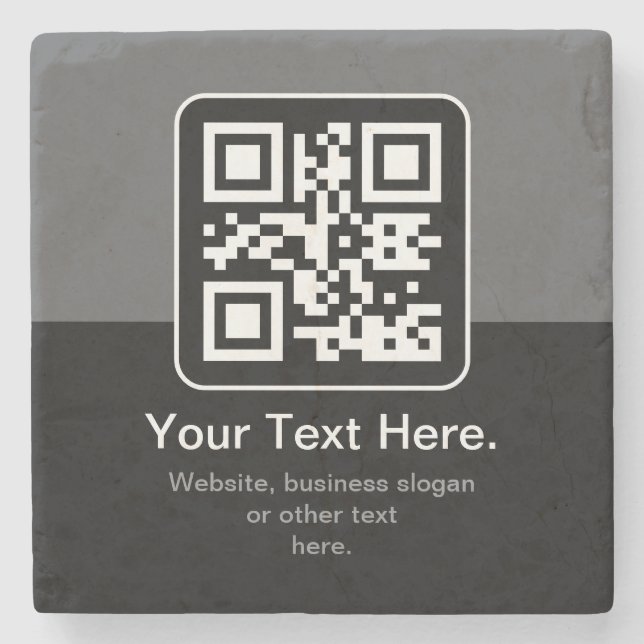 Moderner scannbarer QR-Code | Schwarz Grau & Weiß Steinuntersetzer (Vorderseite)