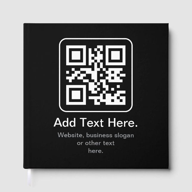 Moderner scannbarer QR-Code | Schwarz Weiß & Grau Gästebuch (Vorderseite)