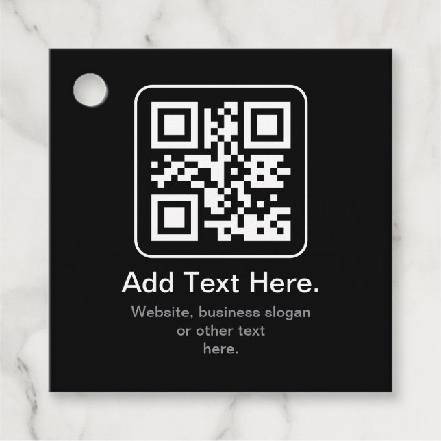 Moderner scannbarer QR-Code | Schwarz Weiß & Grau Geschenkanhänger (Vorderseite)