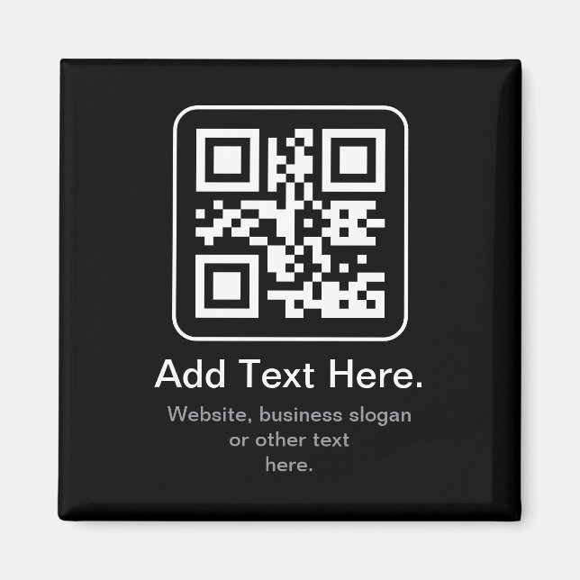 Moderner scannbarer QR-Code | Schwarz Weiß & Grau Magnet (Vorne)
