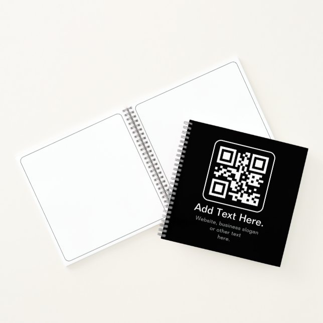 Moderner scannbarer QR-Code | Schwarz Weiß & Grau Notizbuch (Innenseite)