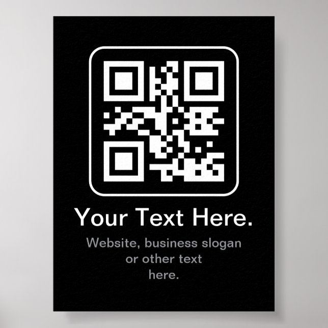 Moderner scannbarer QR-Code | Schwarz Weiß & Grau Poster (Vorne)