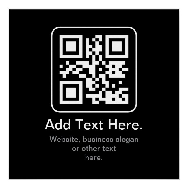 Moderner scannbarer QR-Code | Schwarz Weiß & Grau Poster (Vorderseite)