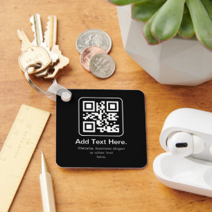 Moderner scannbarer QR-Code   Schwarz Weiß & Grau Schlüsselanhänger