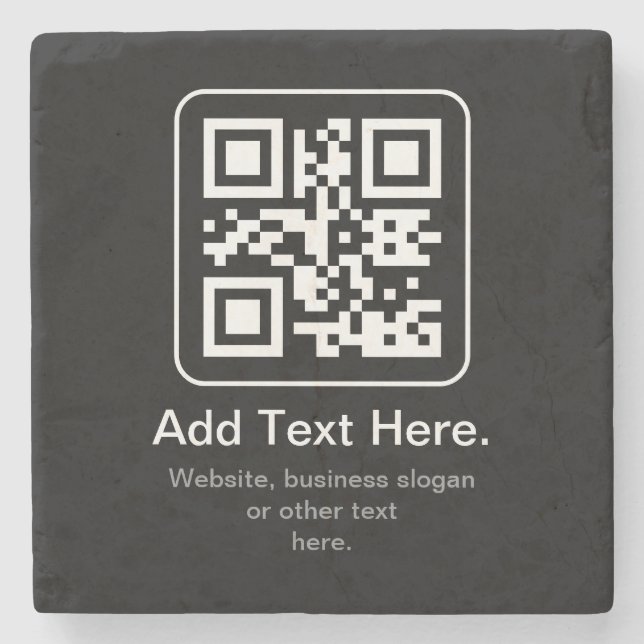Moderner scannbarer QR-Code | Schwarz Weiß & Grau Steinuntersetzer (Vorderseite)