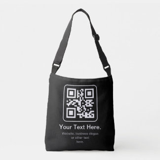 Moderner scannbarer QR-Code | Schwarz Weiß & Grau Tragetaschen Mit Langen Trägern