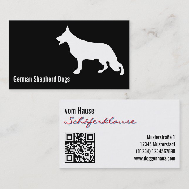 Moderner Schäferhund Visitenkarte (Vorne/Hinten)