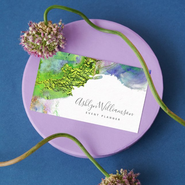 Moderner, schicker Aquarellblau & Aqua Spritzer Visitenkarte (Von Creator hochgeladen)