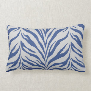 Moderner schicker blauer und weißer Zebra druckt Lendenkissen