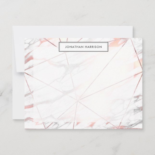 Moderner schicker Rose Gold Kupfer Grau geometrisc Mitteilungskarte (Vorderseite)