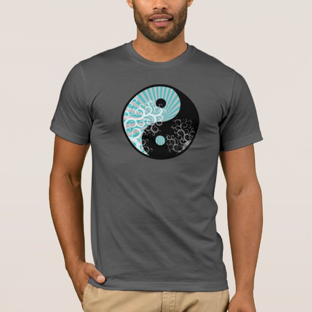 Moderner schicker Yin-Yang Sunbeam-Blumenbaum T-Shirt (Vorderseite)
